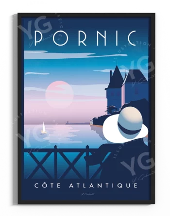 affiche-pornic-le-chateau-vintage-atlantique-yohan-gaborit