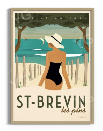 affiche-saint-brevin-les-pins-femme-vintage-atlantique-yohan-gaborit