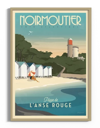 affiche-noirmoutier-anse-rouge-plage-vintage-yohan-gaborit