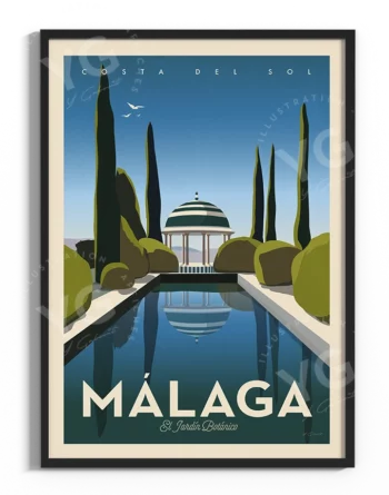 affiche-malaga-jardin-botanique-vintage-yohan-gaborit