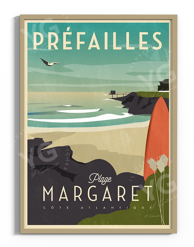 affiche-prefailles-plage-margaret-vintage-atlantique-yohan-gaborit