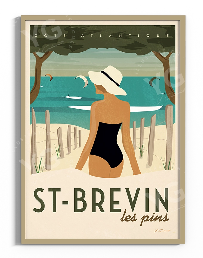 affiche-saint-brevin-les-pins-femme-vintage-atlantique-yohan-gaborit