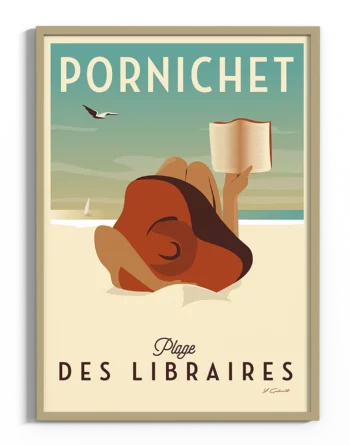 affiche-pornichet-plage-des-libraires-vintage-atlantique-yohan-gaborit