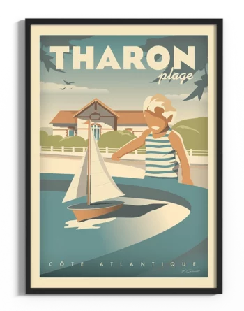 affiche-tharon-plage-le-bassin-vintage-atlantique-yohan-gaborit