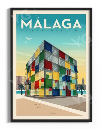 affiche-Malaga-el-cubo-pompidou-vintage-yohan-gaborit