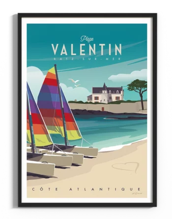 affiche-batz-sur-mer-plage-valentin-vintage-atlantique-yohan-gaborit