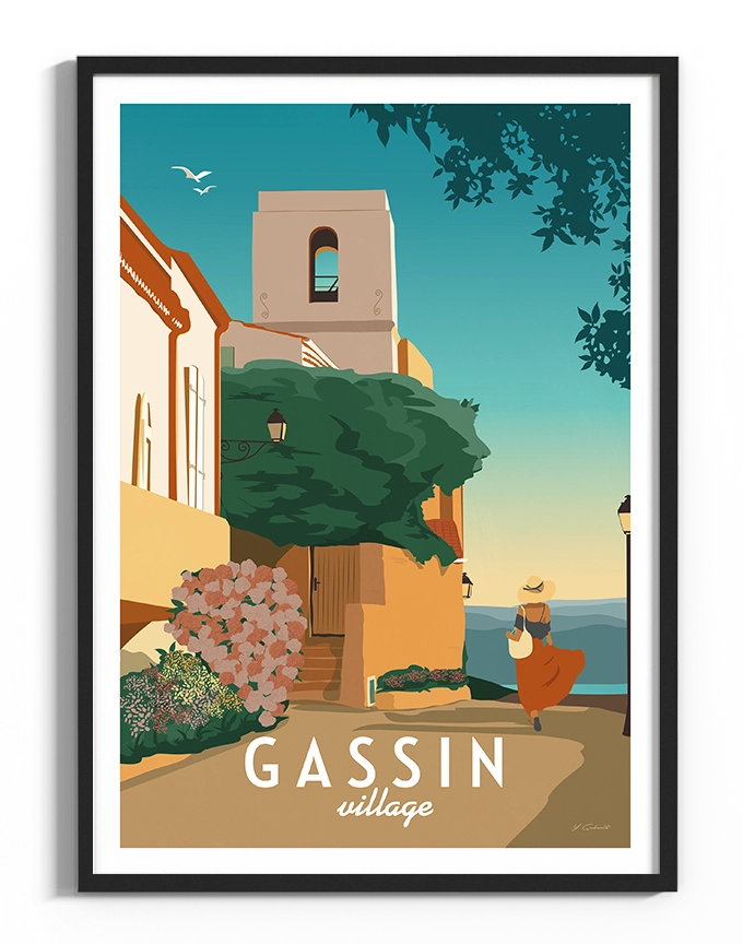 affiche-Gassin-vintage-provence-yohan-gaborit